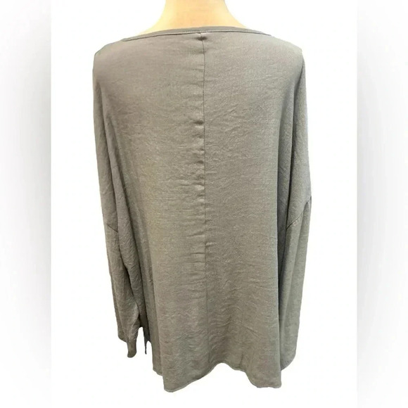 Shein Women's Long Sleeve Gray Blouse 5XL Polyester Spandex Blend Linen Look GUC - Picture 3 of 9